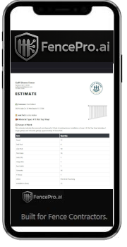 Mobile fence CRM screenshot for technicians (job status, photos, notes, schedule)